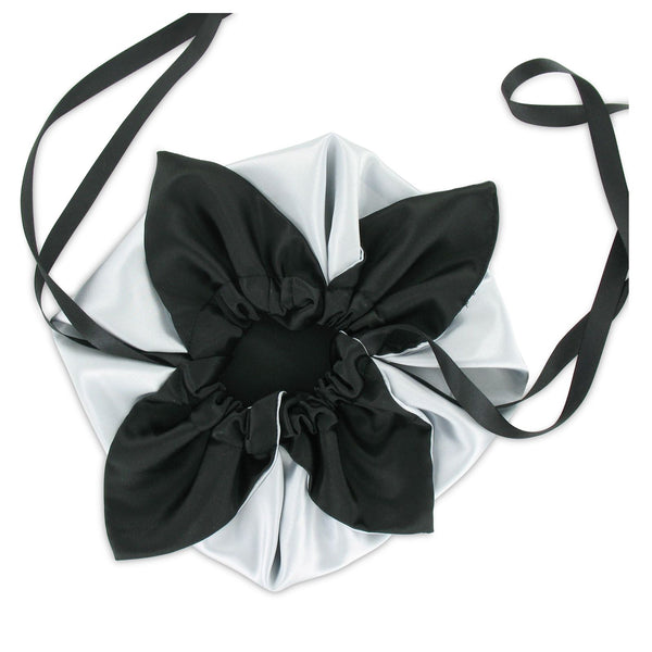 SiaLinda: Pompadour Tasche Argenta weiss-silber  / schwarz, Satin